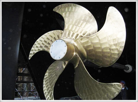Image of super yacht propeller installation